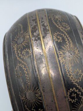 Vintage Brass Engraved Wide Bangle – Hand‑Formed, Patinated, Unsigned - Sunburst